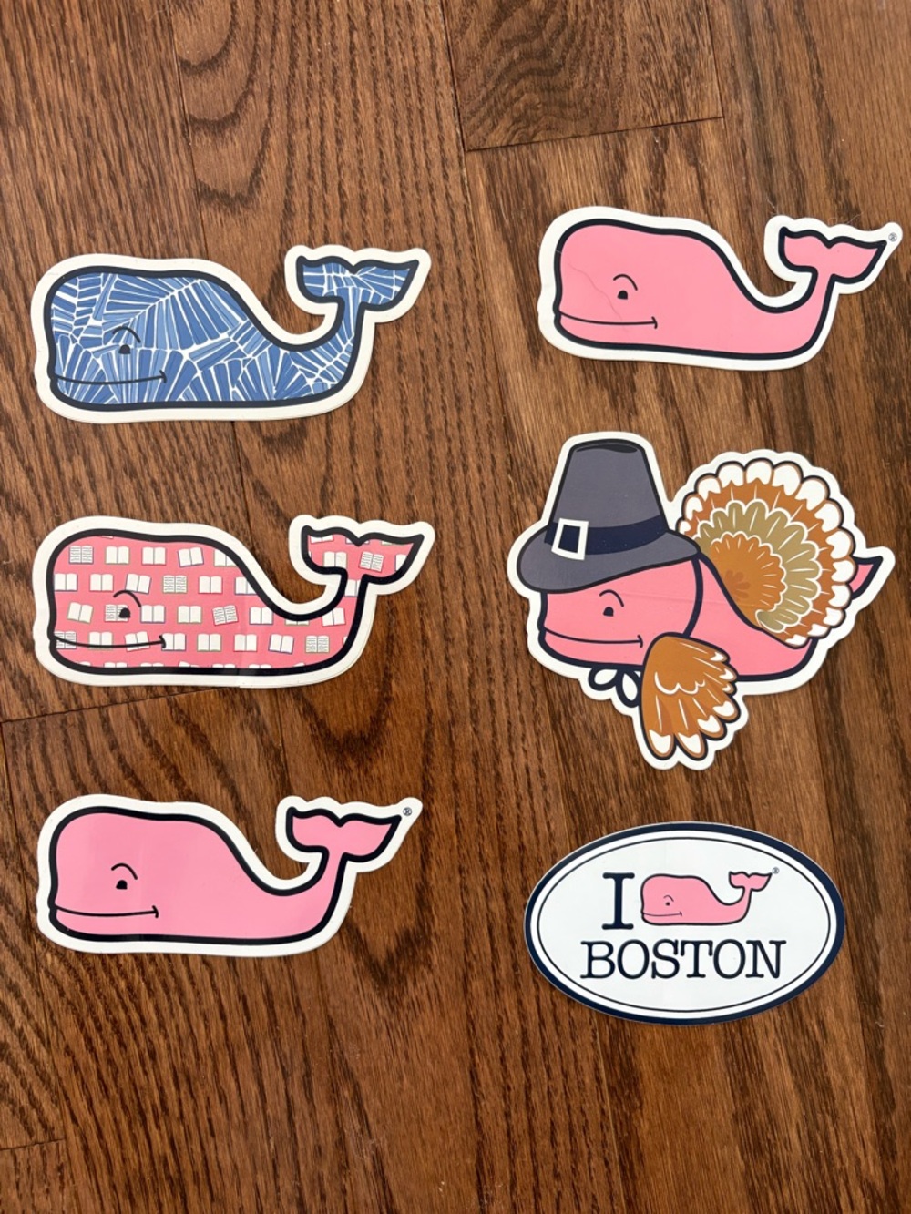Vineyard Vines Pink & Blue Whale Sticker Pack with Boston Oval